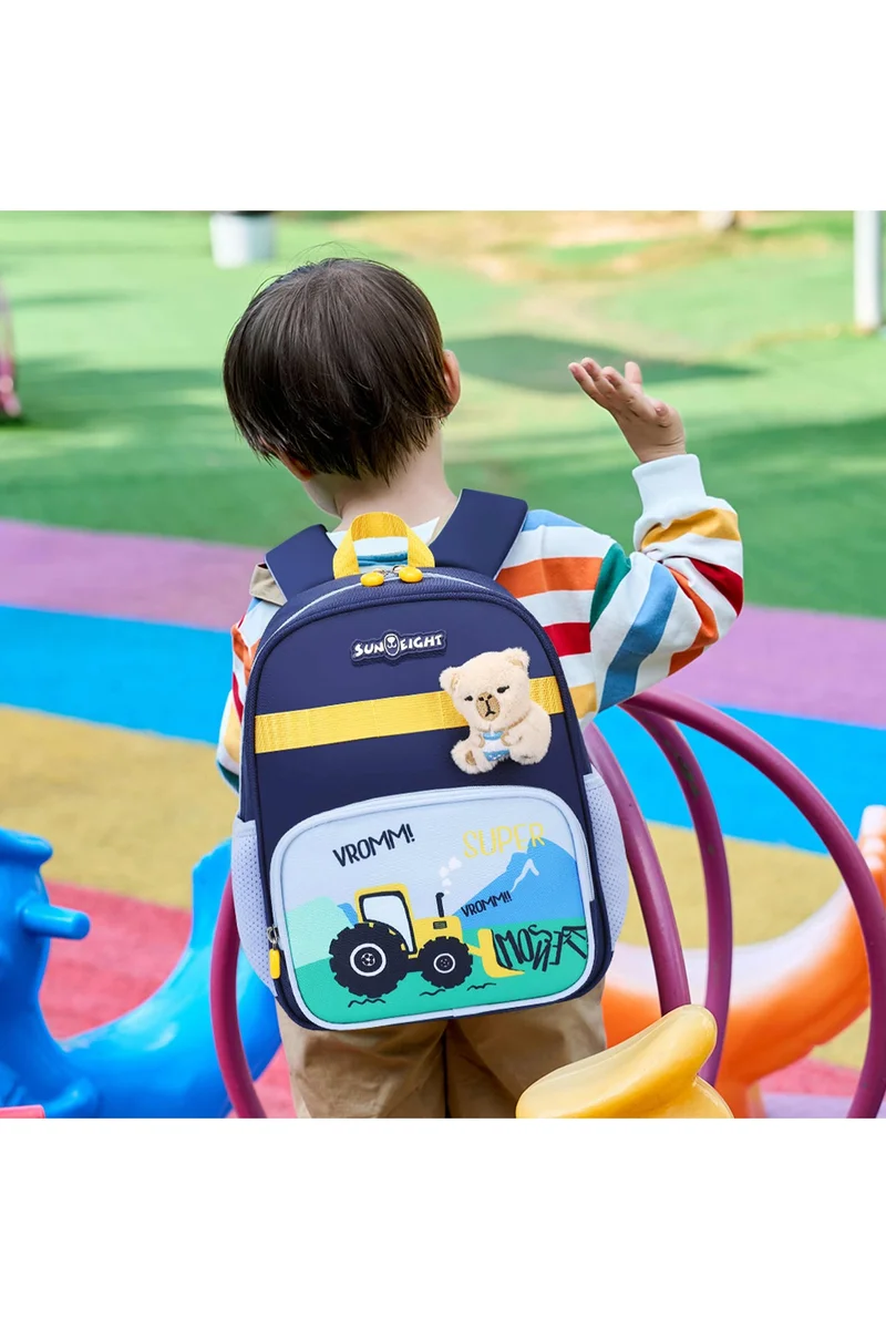 صن إيت Premium 12-inch Light Weight School Backpack Water Resistant Polyester Cute Cartoon Daypack for Boys, SE22248, Navy